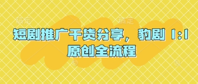 短剧推广干货分享，豹剧 1:1原创全流程-一起创业