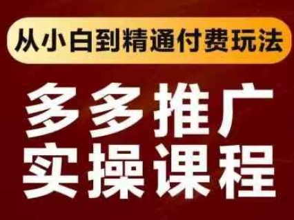 拼多多推广实操课程，从小白到精通付费玩法-一起创业