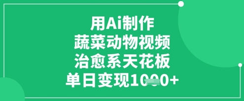 用Ai制作蔬菜动物视频，治愈系天花板，单日变现1k-一起创业