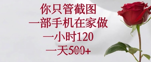 你只管截图，一部手机在家可以做，一小时120.一天5张+【揭秘】-一起创业