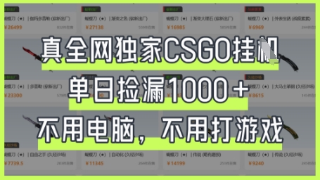真全网独家CSGO挂G，单日捡漏1k+【揭秘】-一起创业