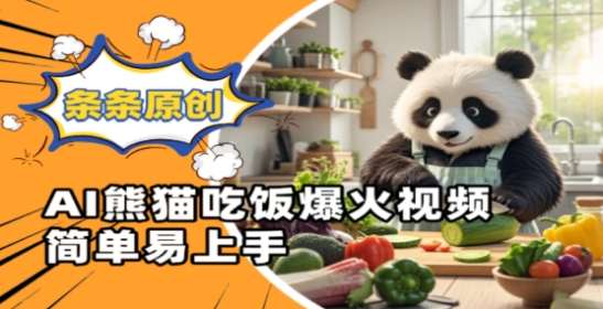 Ai熊猫吃饭爆火视频，条条原创，简单易上手-一起创业