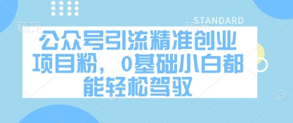 公众号引流精准创业项目粉，0基础小白都能轻松驾驭-一起创业