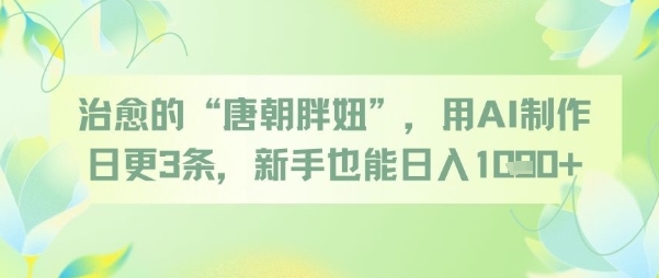 治愈的“唐朝胖妞”，用AI制作日更3条，新手也能日入多张-一起创业
