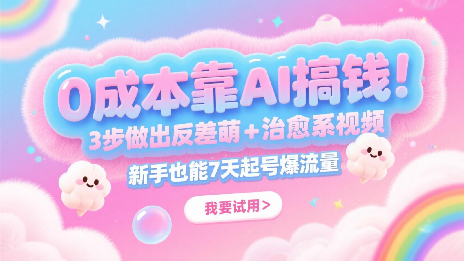 0成本靠AI搞钱！3步做出反差萌+治愈系视频，新手也能7天起号爆流量，月入5位数-一起创业