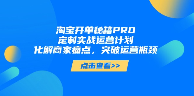 淘宝开单秘籍PRO，定制实战运营计划，化解商家痛点，突破运营瓶颈-一起创业