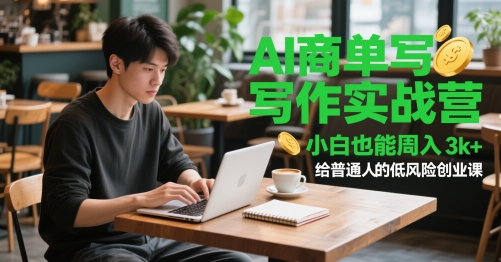 AI商单写作实战营，小白也能周入3k+，给普通人的低风险创业课-一起创业