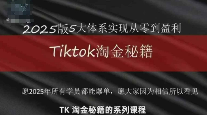 TikTok跨境2025淘金秘籍，​2025TikTok从0到盈利变现-一起创业