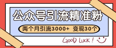 公众号精准粉引流玩法，2个月3000+精准粉，变现30个W【揭秘】-一起创业