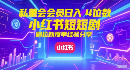 私董会会员日入4位数小红书红果短剧拉新爆单经验分享-一起创业
