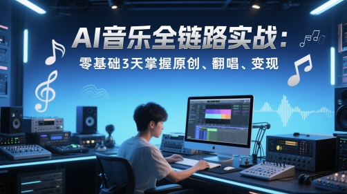 AI音乐全链路实战变现课：零基础3天掌握原创、翻唱、变现-一起创业