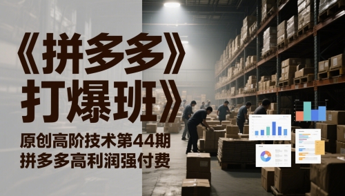 《拼多多打爆班》原创高阶技术第44期，拼多多高利润强付费-一起创业