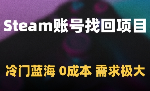 Steam账号找回项目，冷门蓝海，0成本，需求极大-一起创业