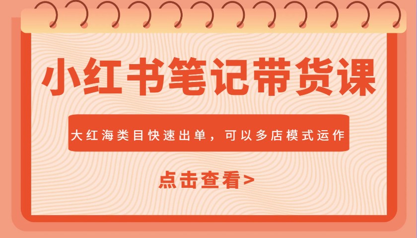 小红书笔记带货课，大红海类目快速出单，市场大，可以多店模式运作(更新)-一起创业