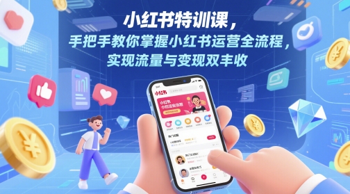 小红书特训课，手把手教你掌握小红书运营全流程，实现流量与变现双丰收-一起创业
