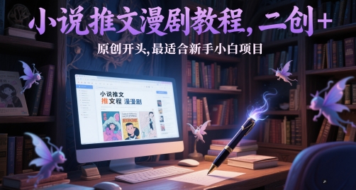 小说推文漫剧教程，二创+原创开头，最适合新手小白项目-一起创业