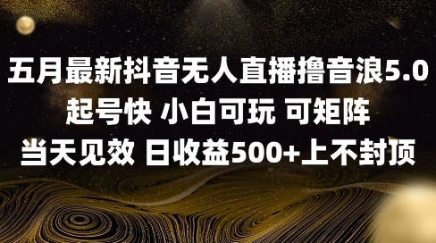 2025五月最新无人直播撸音浪单日产出5张+实操教程【揭秘】-一起创业