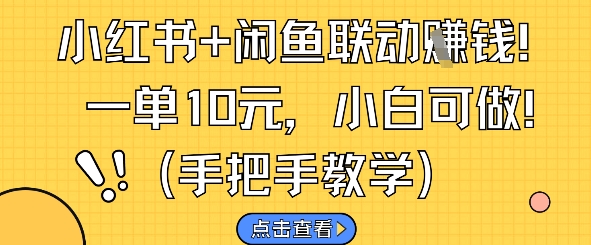 小红书+闲鱼联动挣钱，一单10元，小白可做-一起创业