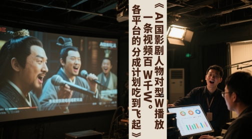 AI三国影视剧人物对口型唱歌玩法，一条视频百W千W播放，各平台的分成计划吃到飞起-一起创业