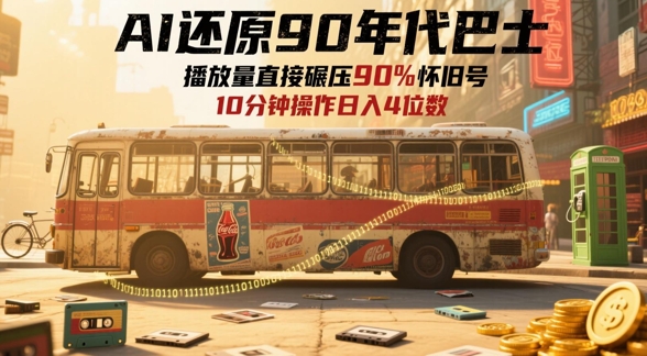 AI还原90年代巴士，一帧就让70后泪崩，播放量直接碾压90%怀旧号，每天操作十分钟，日入四位数-一起创业