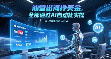 油管出海挣美金，全部通过AI自动化实操，从0到1实现月入过W-一起创业