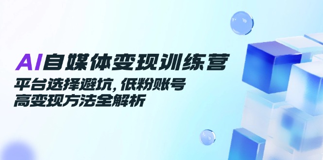 AI自媒体变现训练营，平台选择避坑，低粉账号高变现方法全解析-一起创业