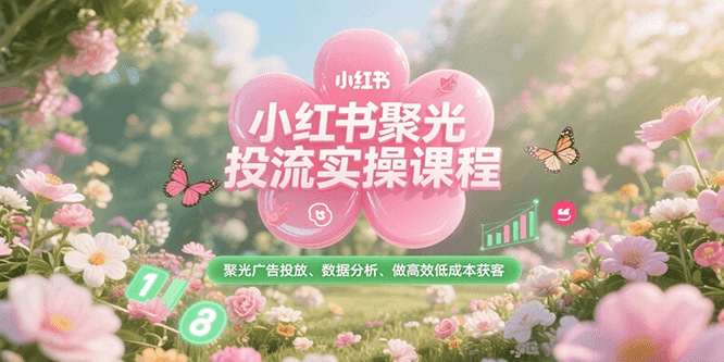 小红书聚光投流实操课程，聚光广告投放、数据分析、做高效低成本获客-一起创业