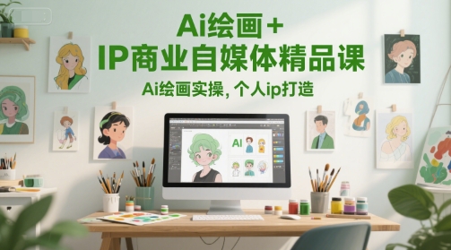 Ai绘画+IP商业自媒体精品课，Ai绘画实操，个人ip打造-一起创业