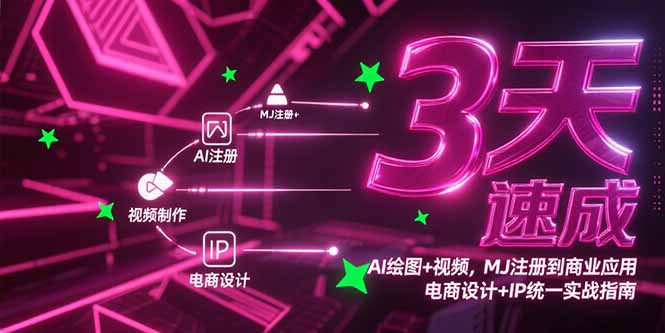 3天速成AI绘图+视频，MJ注册到商业应用，电商设计+IP统一实战指南-一起创业