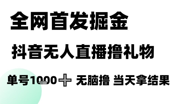 全网首发掘金抖音无人直播撸礼物，单号1k +无脑撸，当天拿结果【揭秘】-一起创业