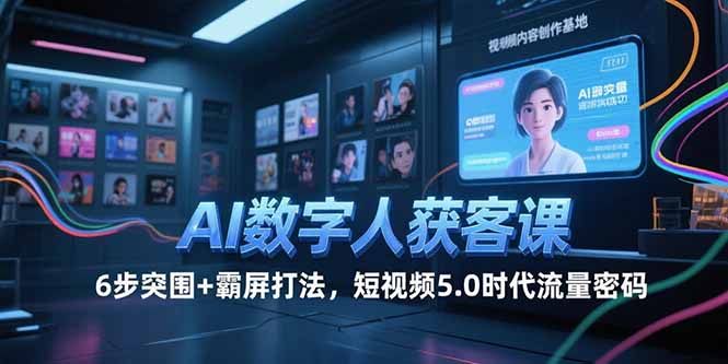 AI数字人获客课，6步突围+霸屏打法，短视频5.0时代流量密码-一起创业
