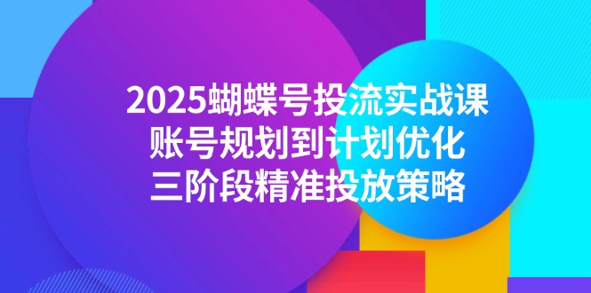 2025蝴蝶号投流实战课，账号规划到计划优化，三阶段精准投放策略-一起创业