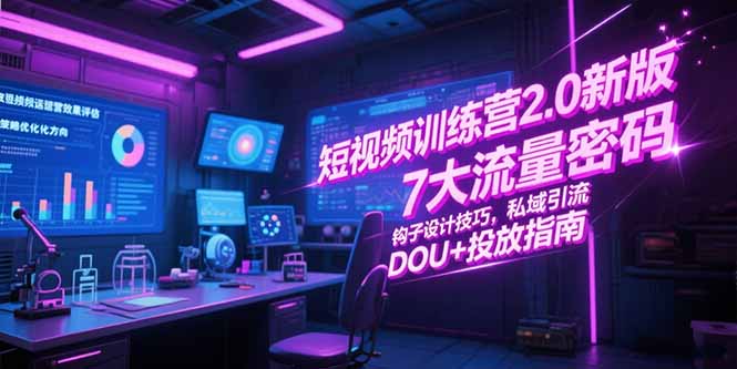 短视频训练营2.0新版，7大流量密码/钩子设计技巧/私域引流/DOU+投放指南-一起创业