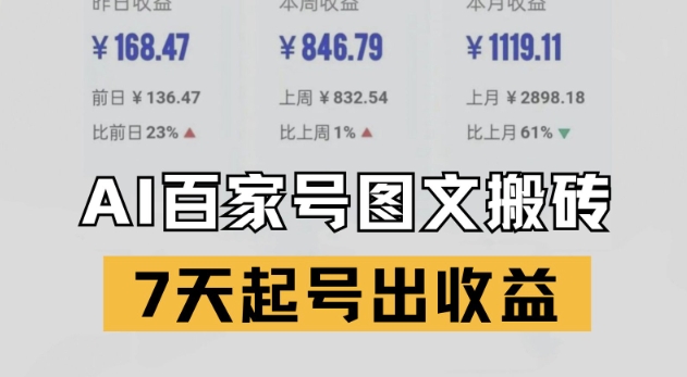百家号搬砖新玩法，AI一键仿写爆文，7天起号出收益-一起创业