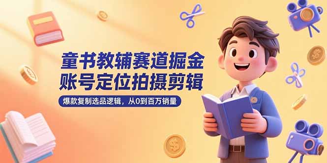 童书教辅赛道掘金，账号定位拍摄剪辑，爆款复制选品逻辑，从0到百万销量-一起创业
