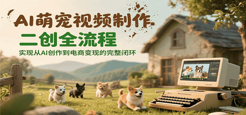 AI萌宠视频制作二创全流程，实现从AI创作到电商变现的完整闭环-一起创业