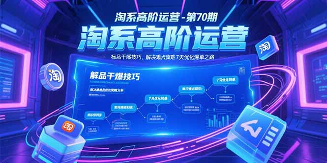 淘系高阶运营-第70期，标品干爆技巧，解决难点策略，大佬操盘方法-一起创业