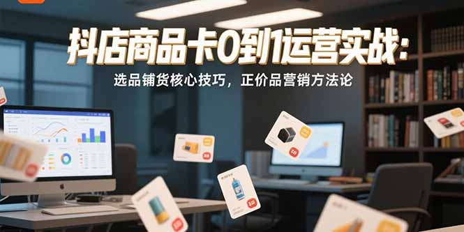 抖店商品卡0到1运营实战：选品铺货核心技巧，正价品营销方法论-一起创业