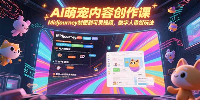 AI萌宠内容创作课，Midjourney制图到可灵视频，数字人带货玩法-一起创业