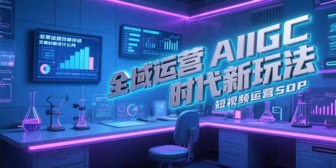 全域运营AIGC时代新玩法，文案封面设计公式，短视频运营SOP-一起创业