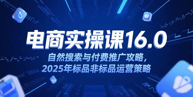 淘宝电商运营课16.0，自然搜索与付费推广攻略，2025年标品非标品运营策略-一起创业