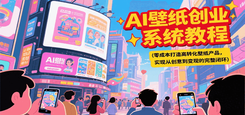AI壁纸创业系统教程，零成本打造高转化壁纸产品，实现从创意到变现的完整闭环-一起创业