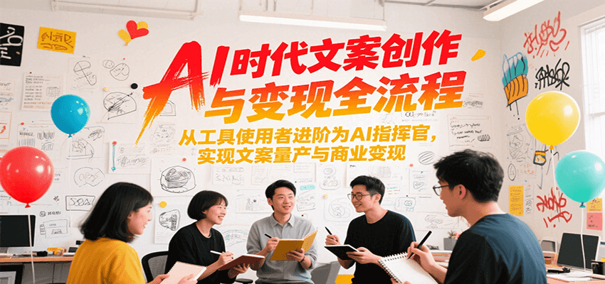AI时代文案创作与变现全流程，从工具使用者进阶为AI指挥官，实现文案量产与商业变现-一起创业