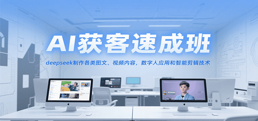 AI获客速成班，deepseek制作各类图文、视频内容，数字人应用和智能剪辑技术-一起创业